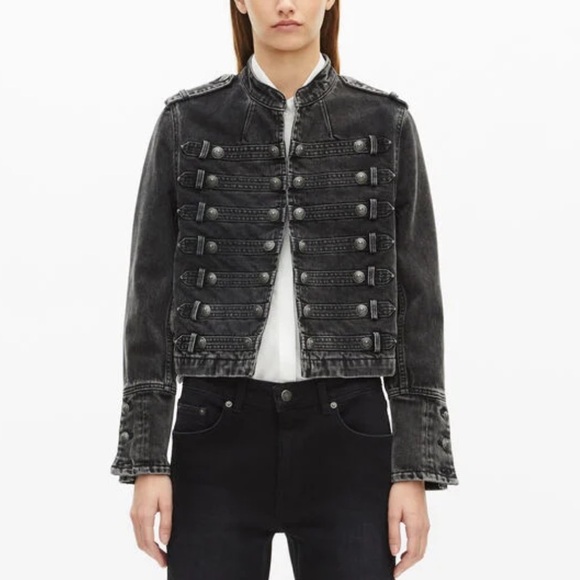 The Kooples Jackets & Blazers - The Kooples GREY DENIM OFFICER-STYLE JACKET Size 1 aka S